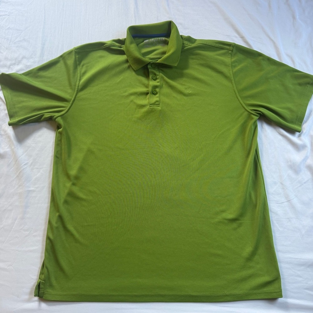 Ariat AriatTEK Mens Large Lime Green Short Sleeve Performance Polo Shirt L